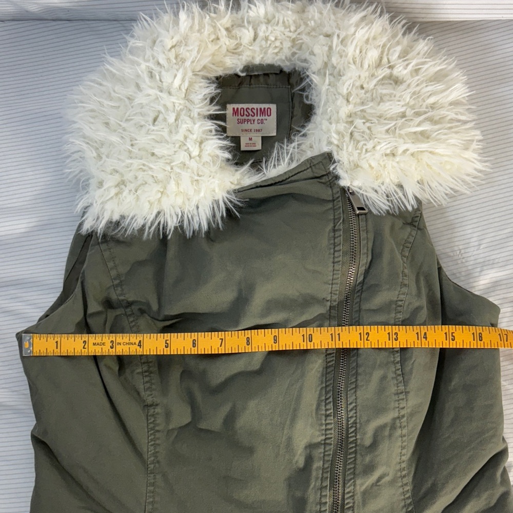 Mossimo Supply Co. Women's Olive Green Vest with Faux Fur Collar - Picture 10 of 10